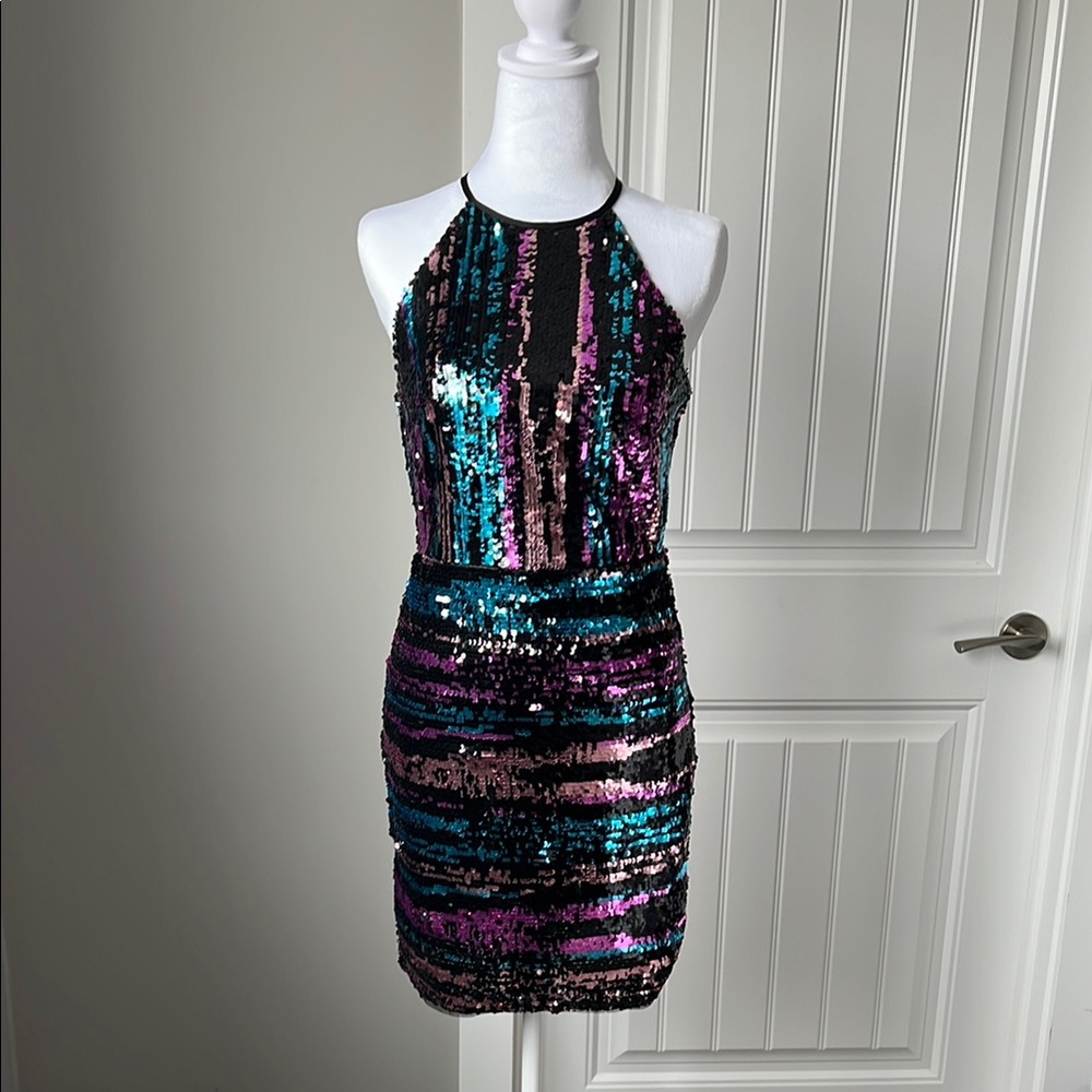 TFNC Sequin mini dress halter